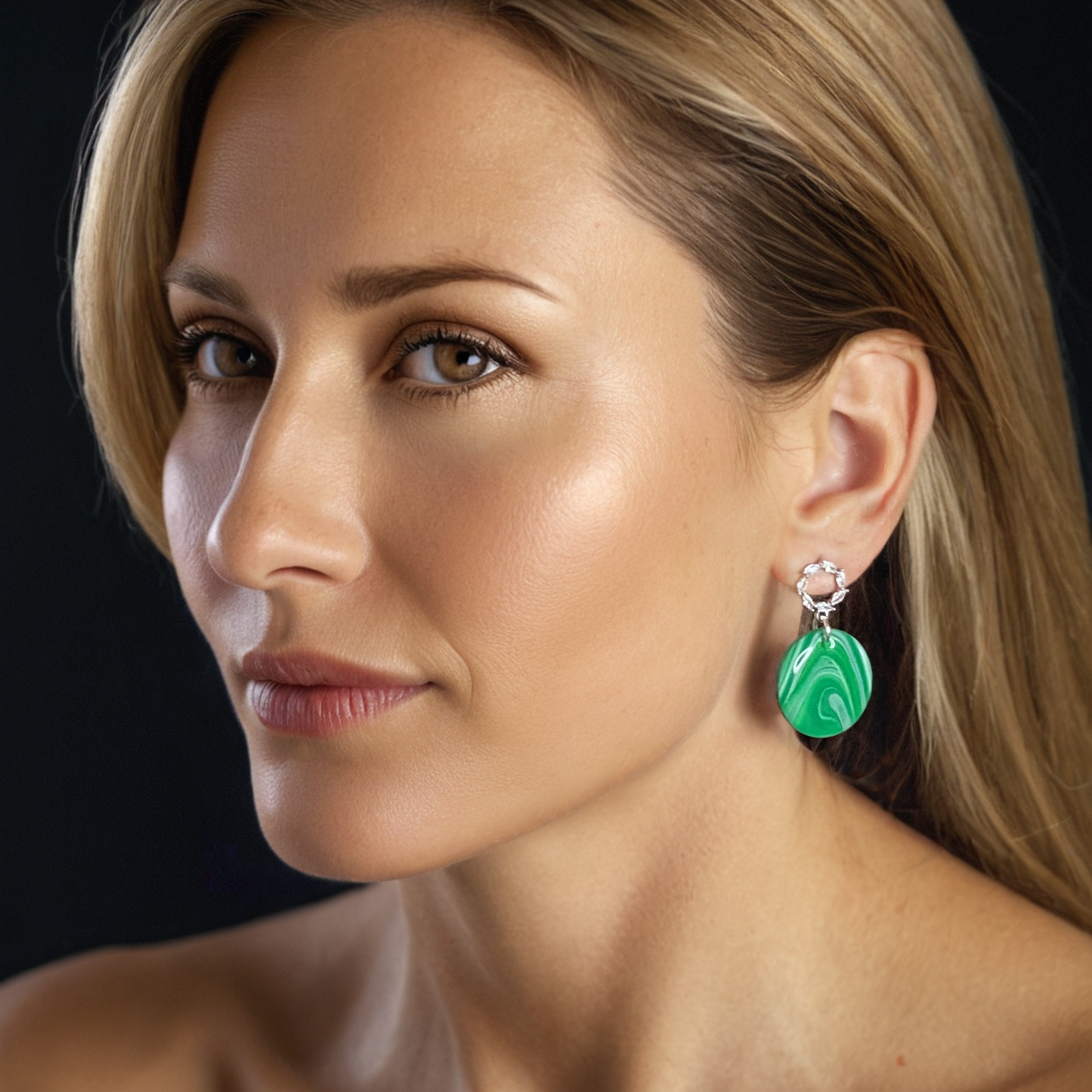 dangling-stud-polymer-clay-earrings-green-model-view