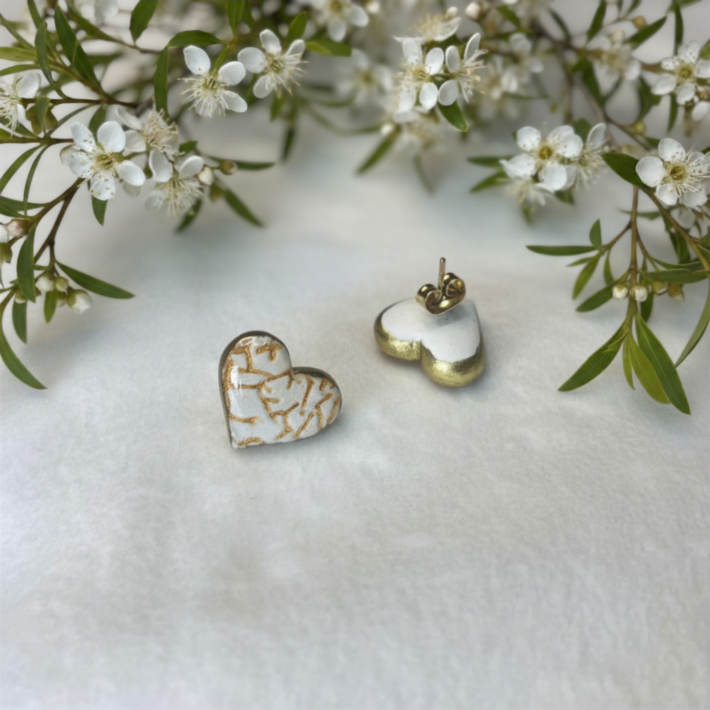 Polymer Clay Golden Crackle Heart