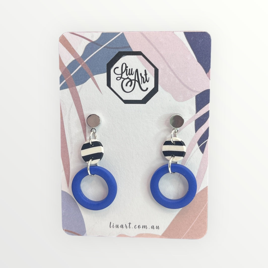 Polymer Clay Stripe Blue Ring