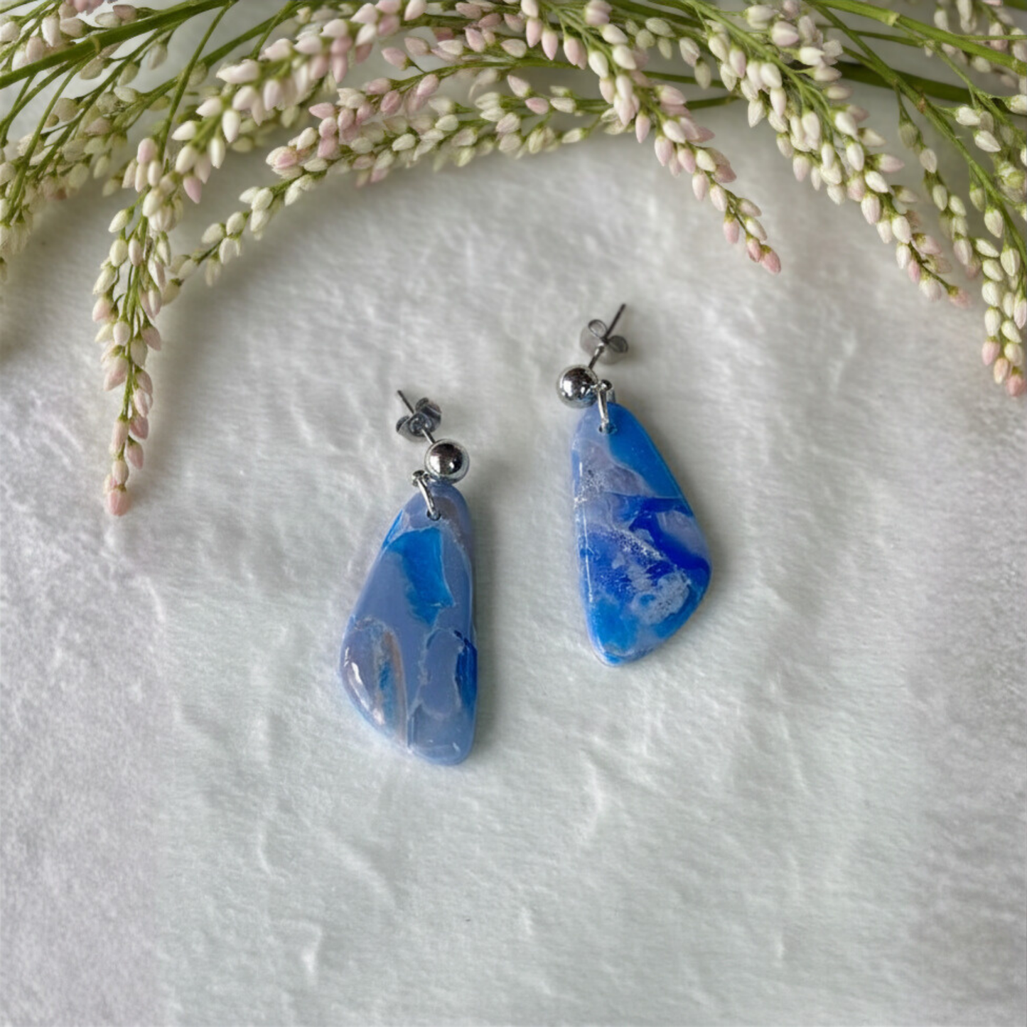 Polymer Clay Ocean Marble Drop Earrings