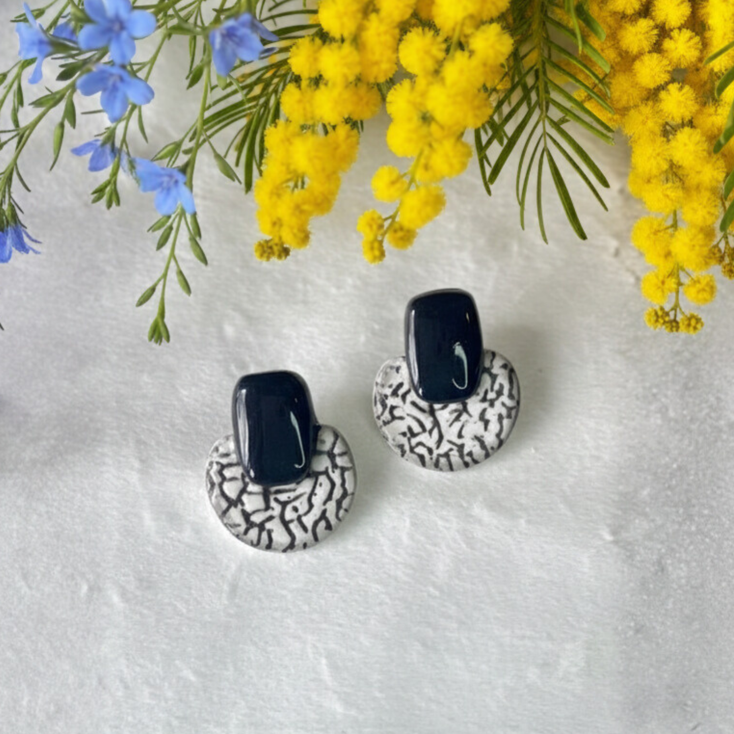 Polymer Clay Midnight Texture Earrings