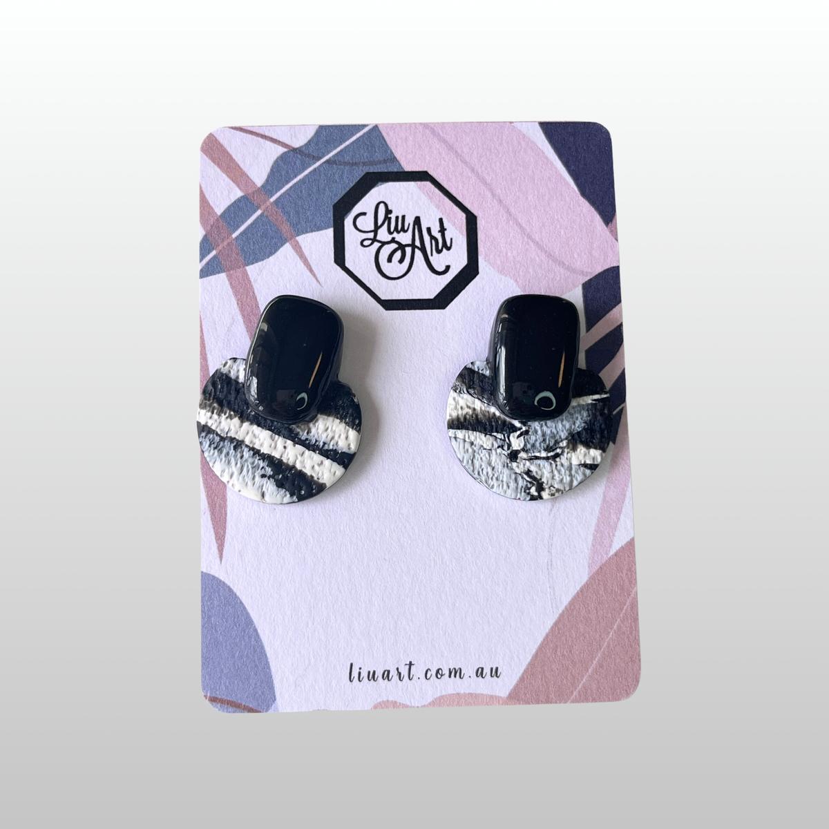 Polymer Clay Midnight Zebra Earrings