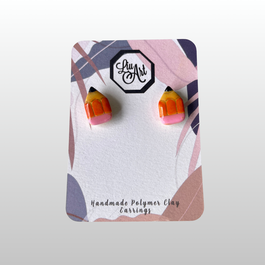 Polymer Clay Little Pencil Stud Earrings