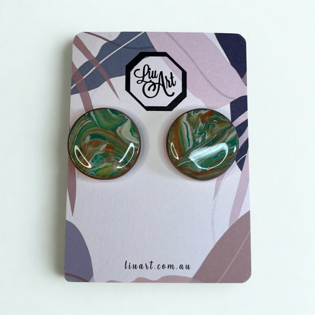 Polymer Clay Emerald Marble Earrings