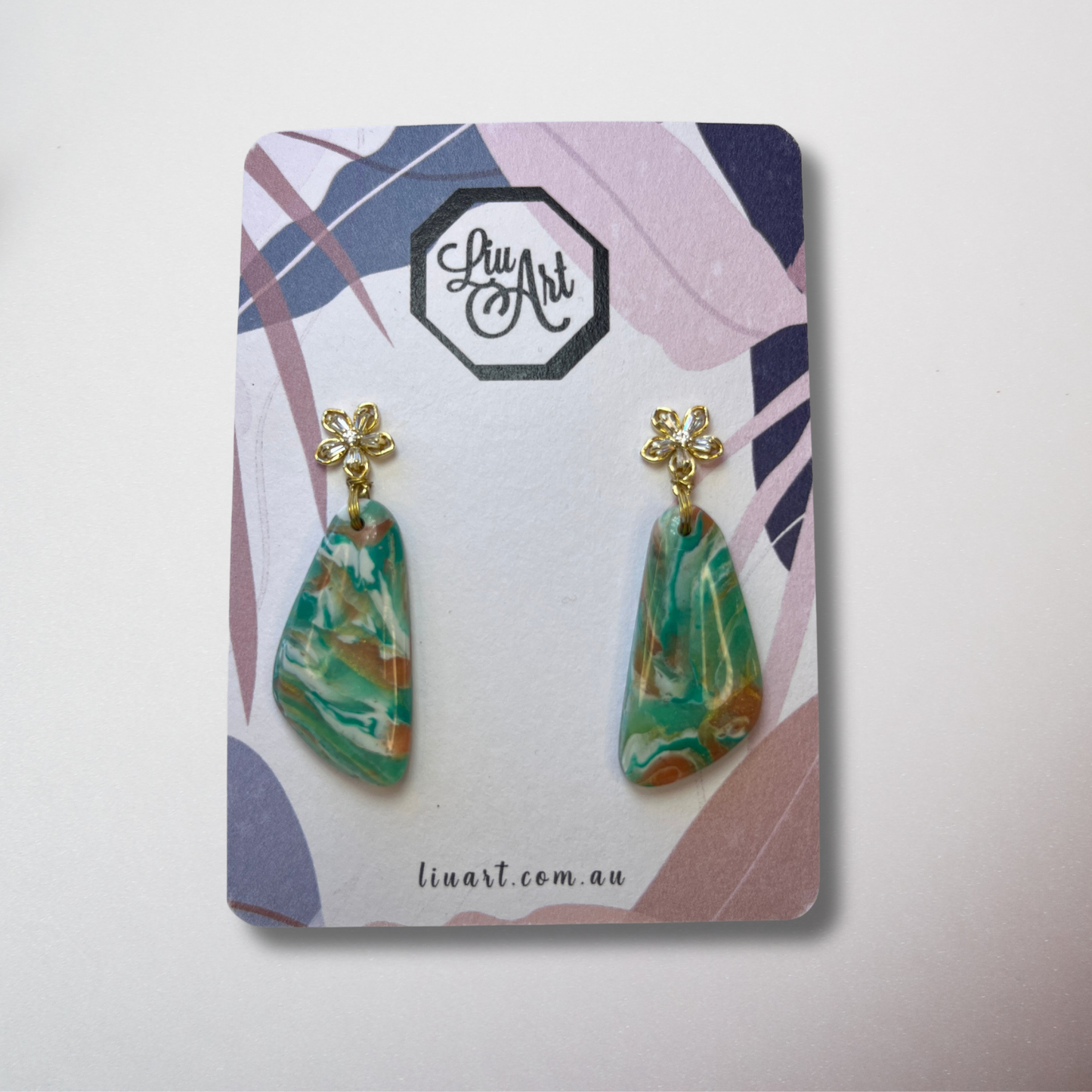 Polymer Clay Leaf Drop Earrings