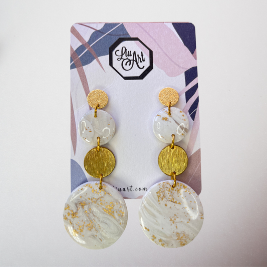 Polymer Clay Golden Pearl Earrings