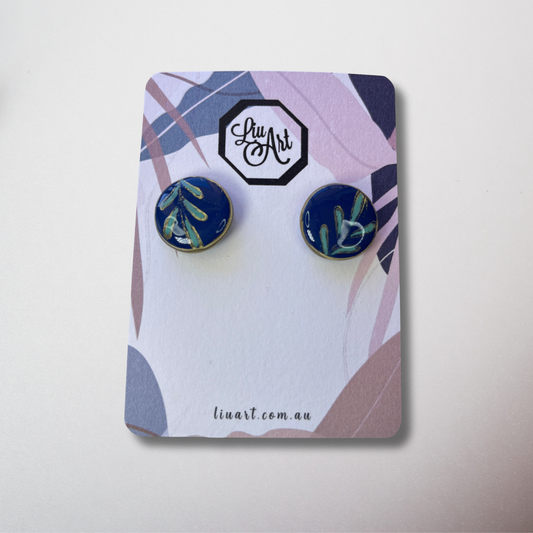 Polymer Clay Navy Meadow Earrings