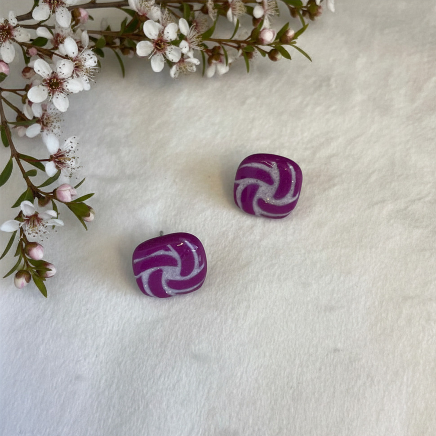 Polymer Clay Berry Swirl Earrings