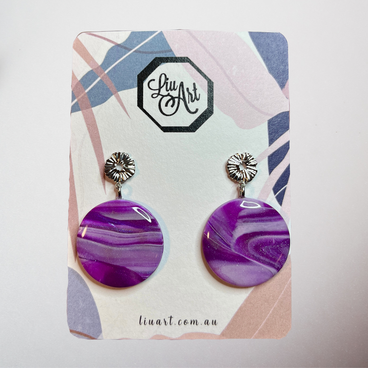 Violet Marble Statement Earrings