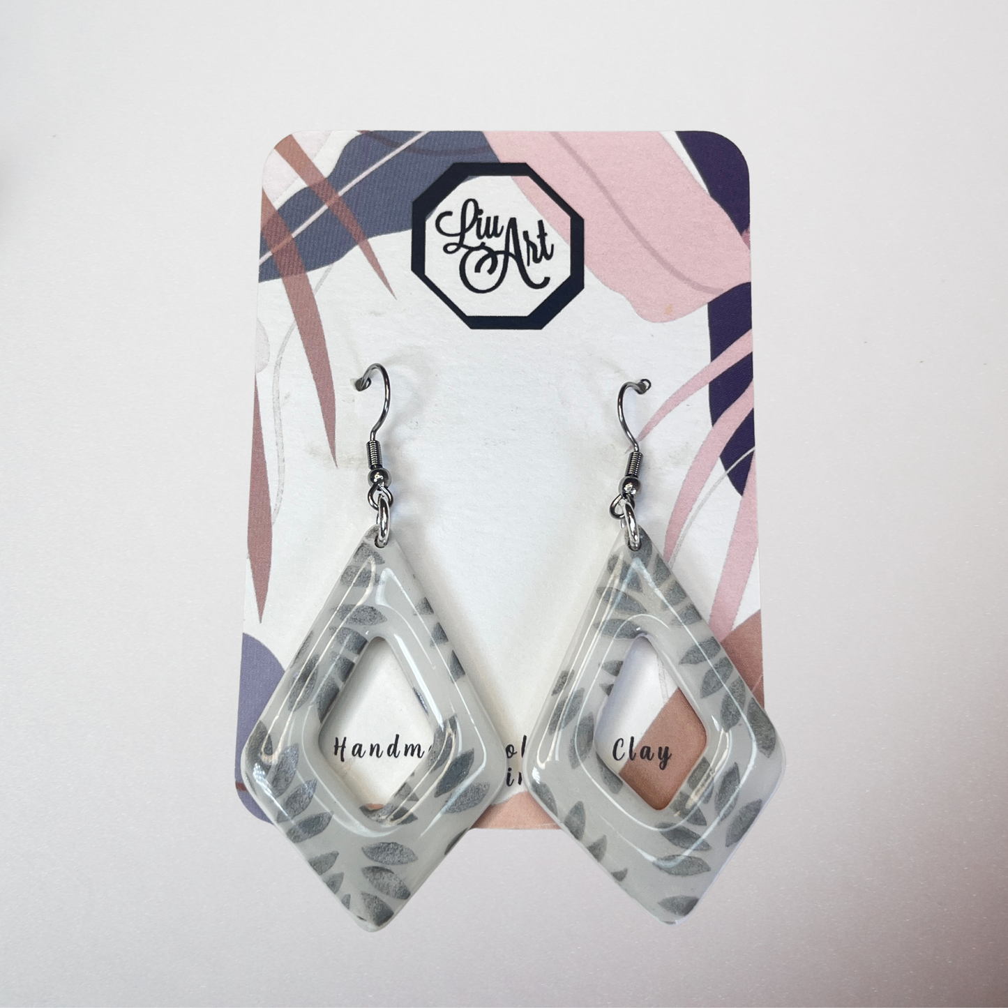 Polymer Clay Silver Leaf Diamond