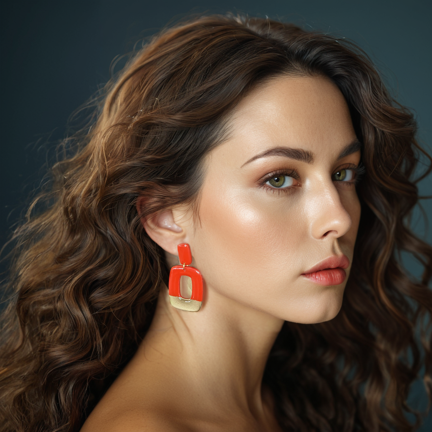 polymer-clay-earrings-red-model-view