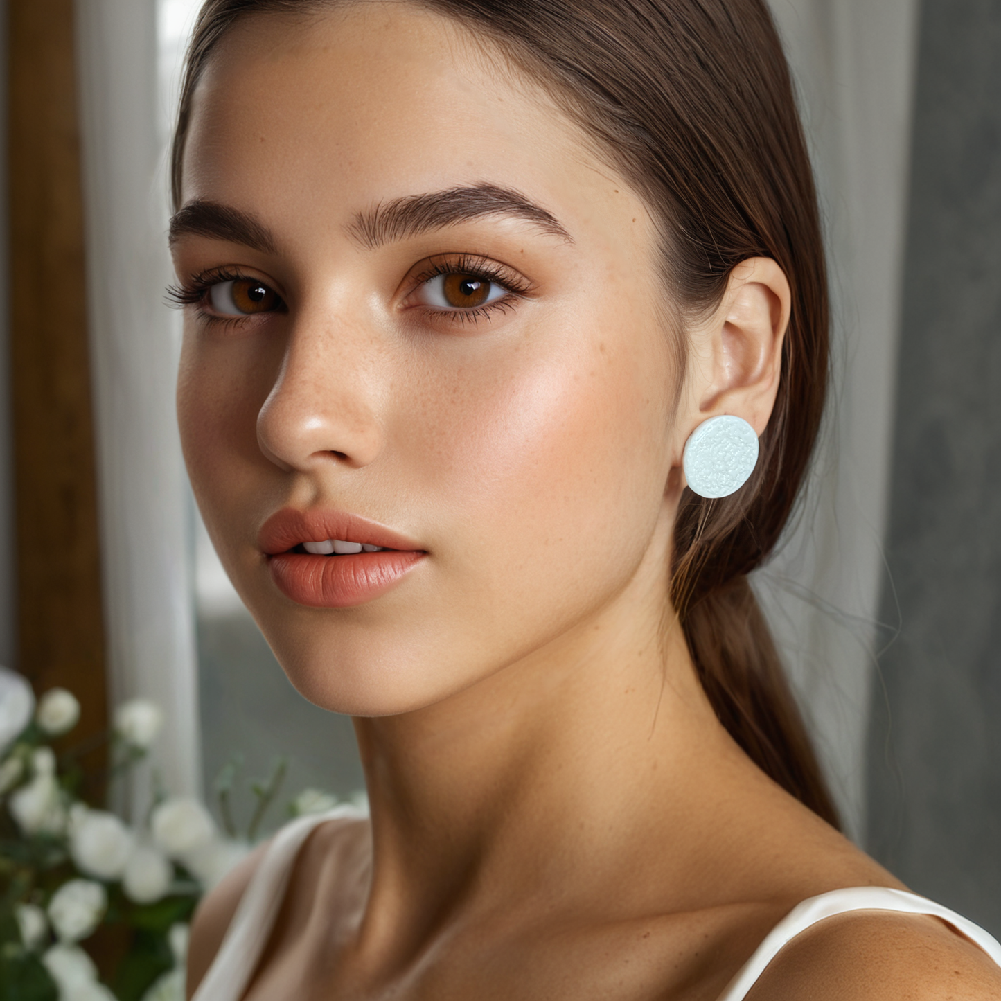 circle-stud-polymer-clay-earrings-white-model-view