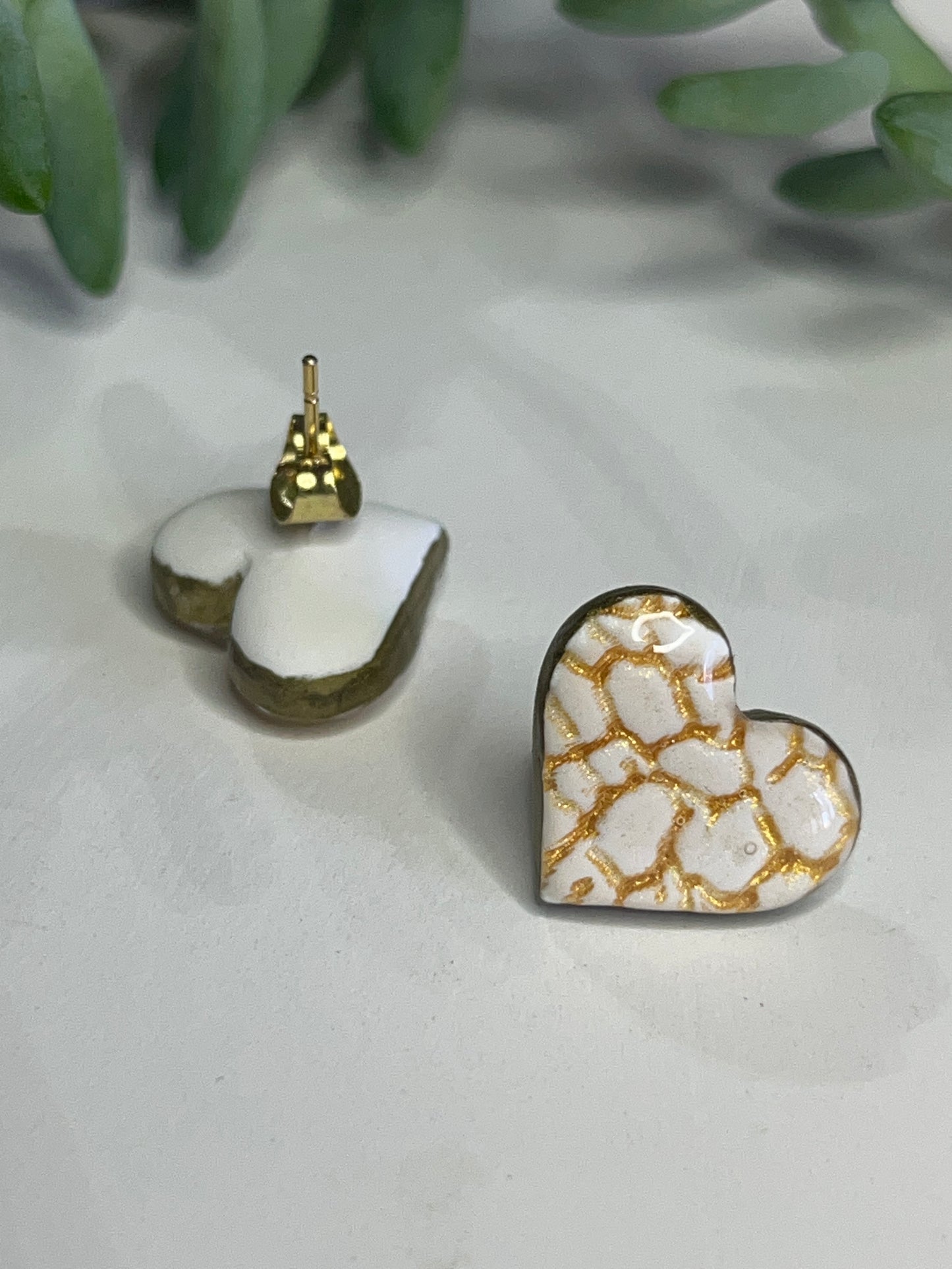 Polymer Clay Golden Crackle Heart