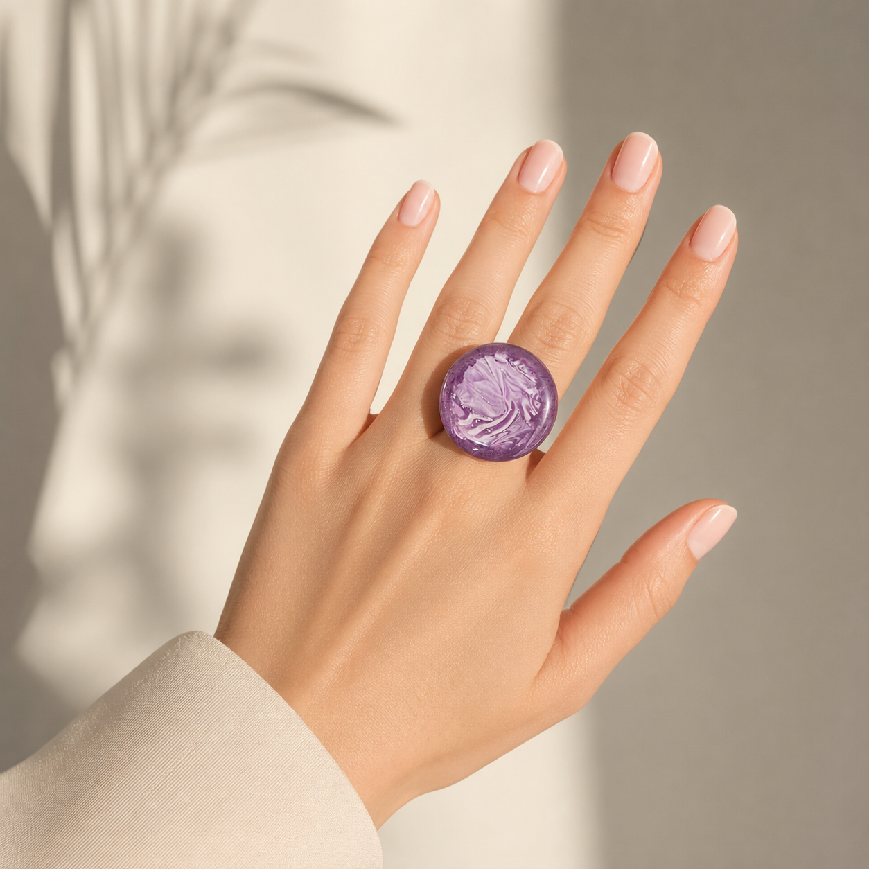 Amethyst Whisper Adjustable Ring