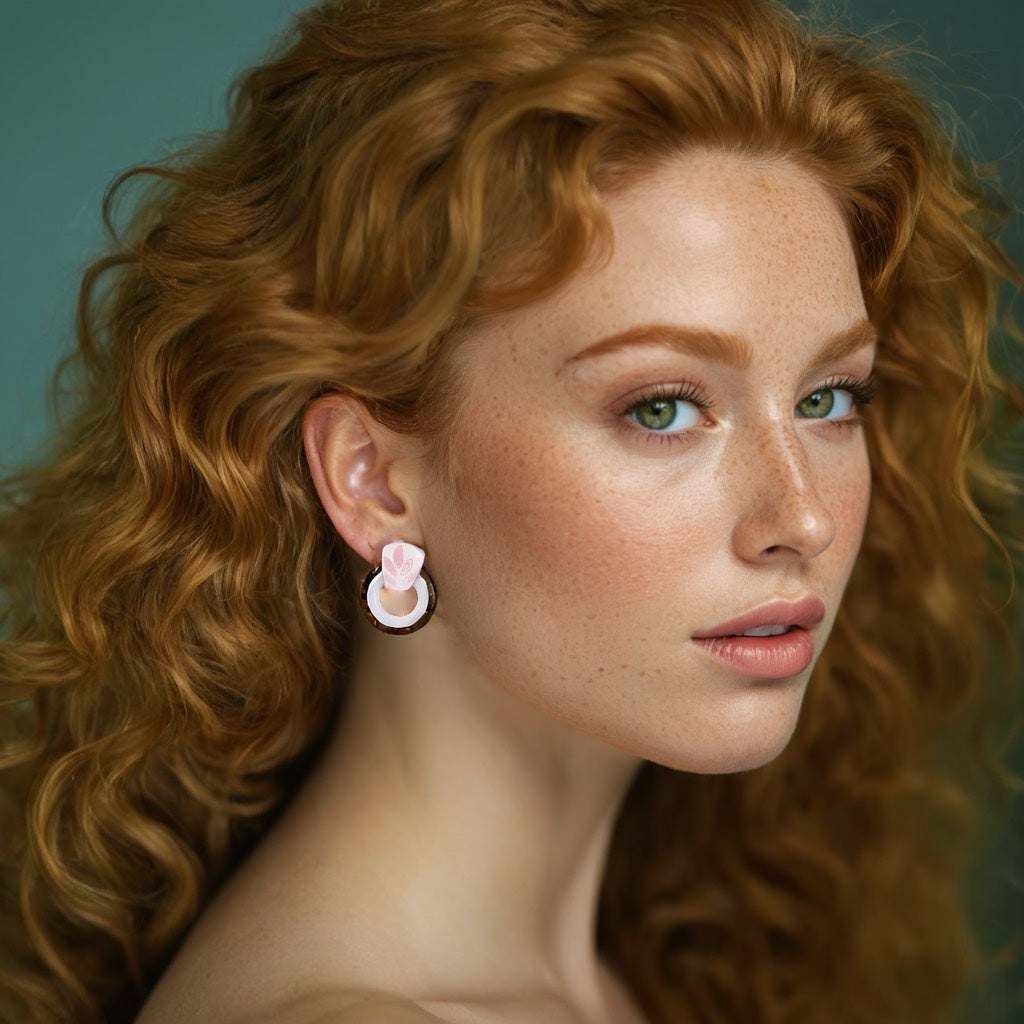 Blush Harmony Polymer Clay Earring - model pose