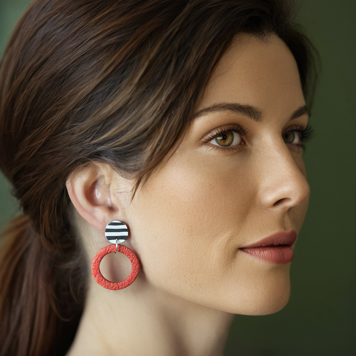Ana Luiza Hoops Polymer Clay Earring - model pose