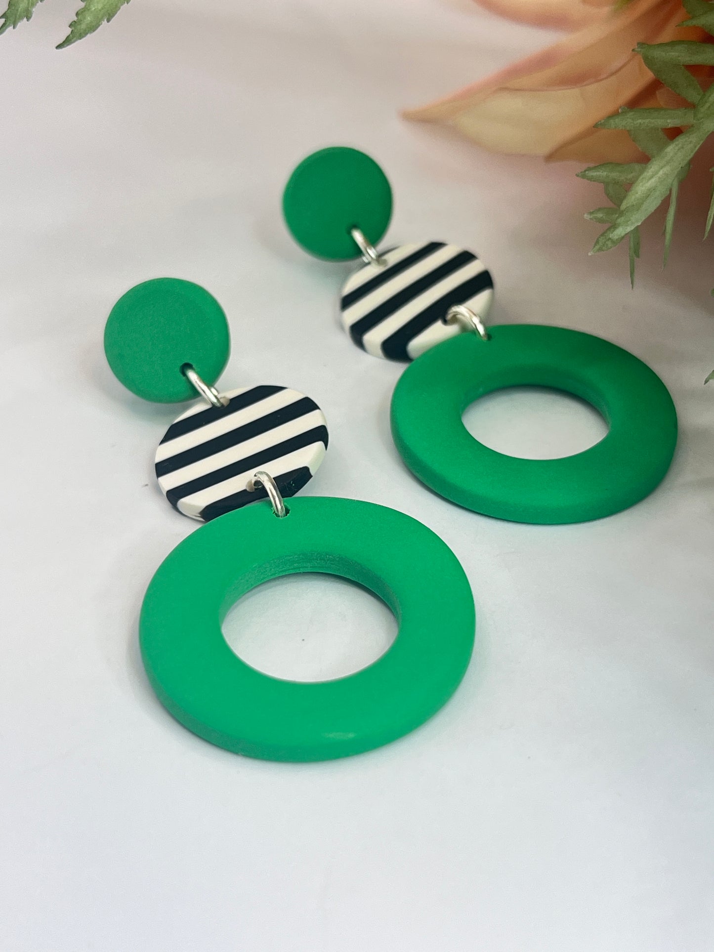 Polymer Clay Green Hoops