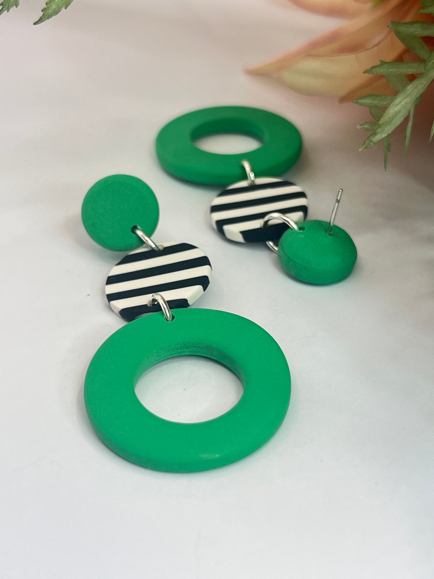 Polymer Clay Green Hoops
