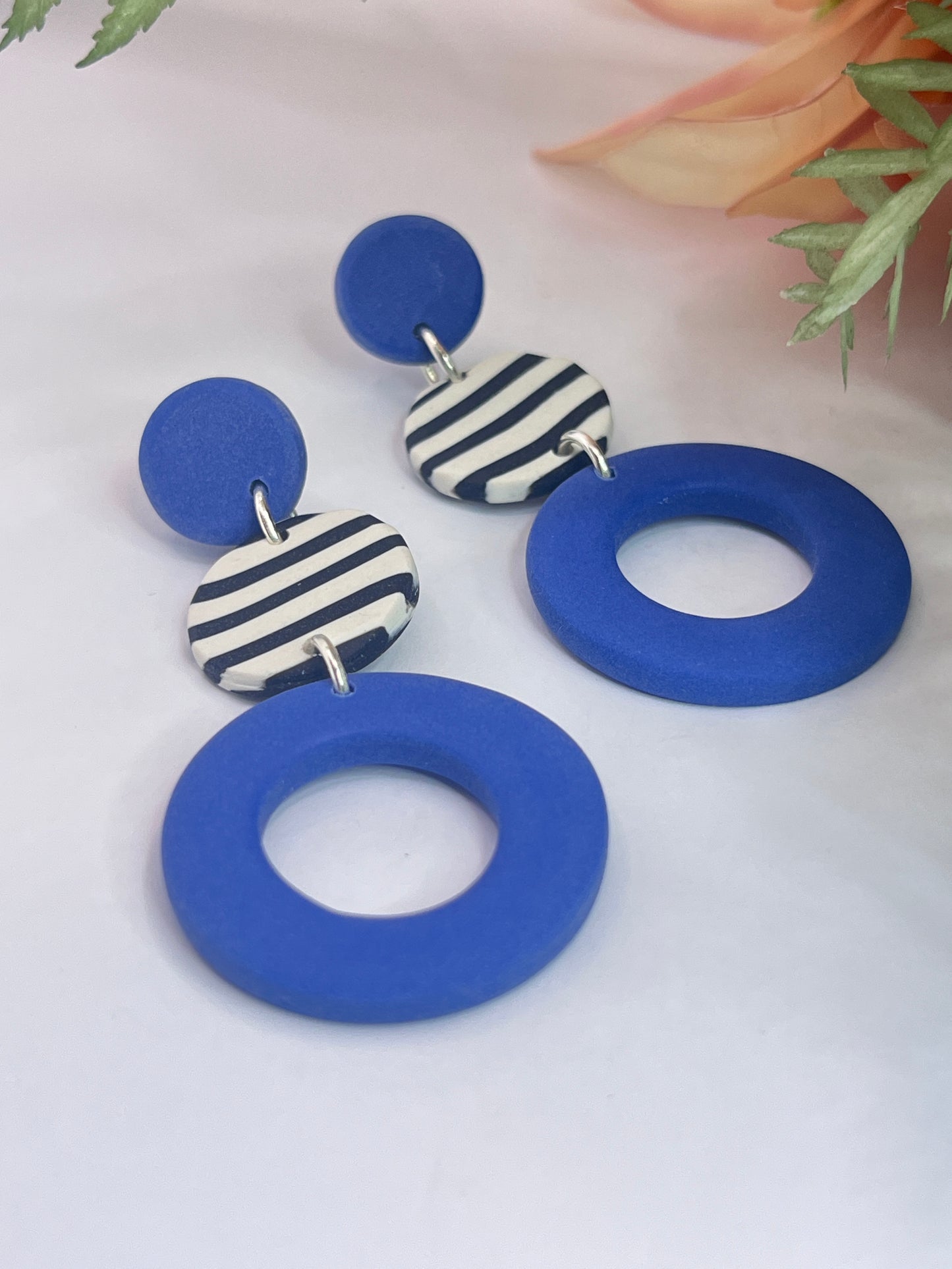 Polymer Clay Blue Hoops