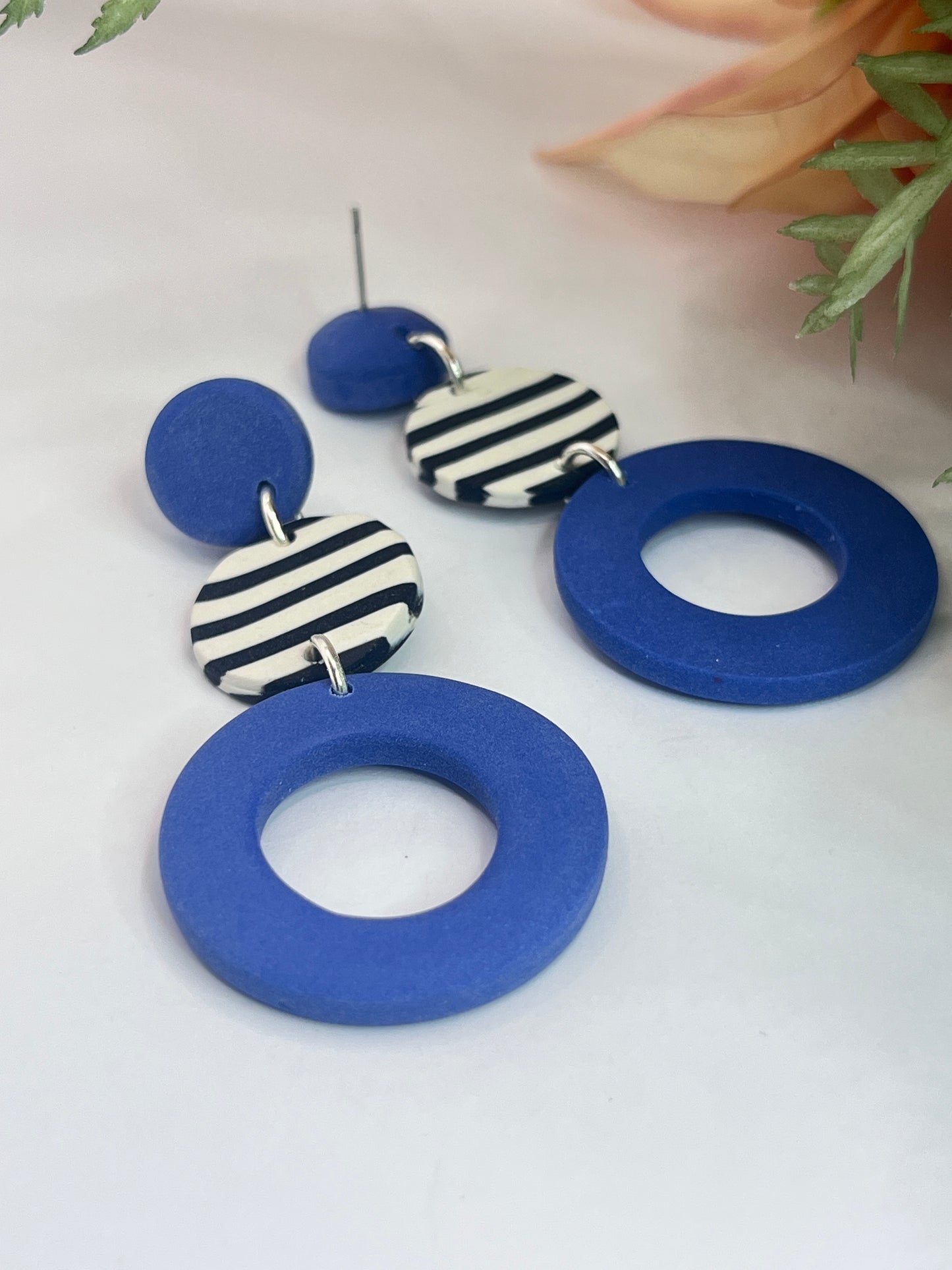 Polymer Clay Blue Hoops