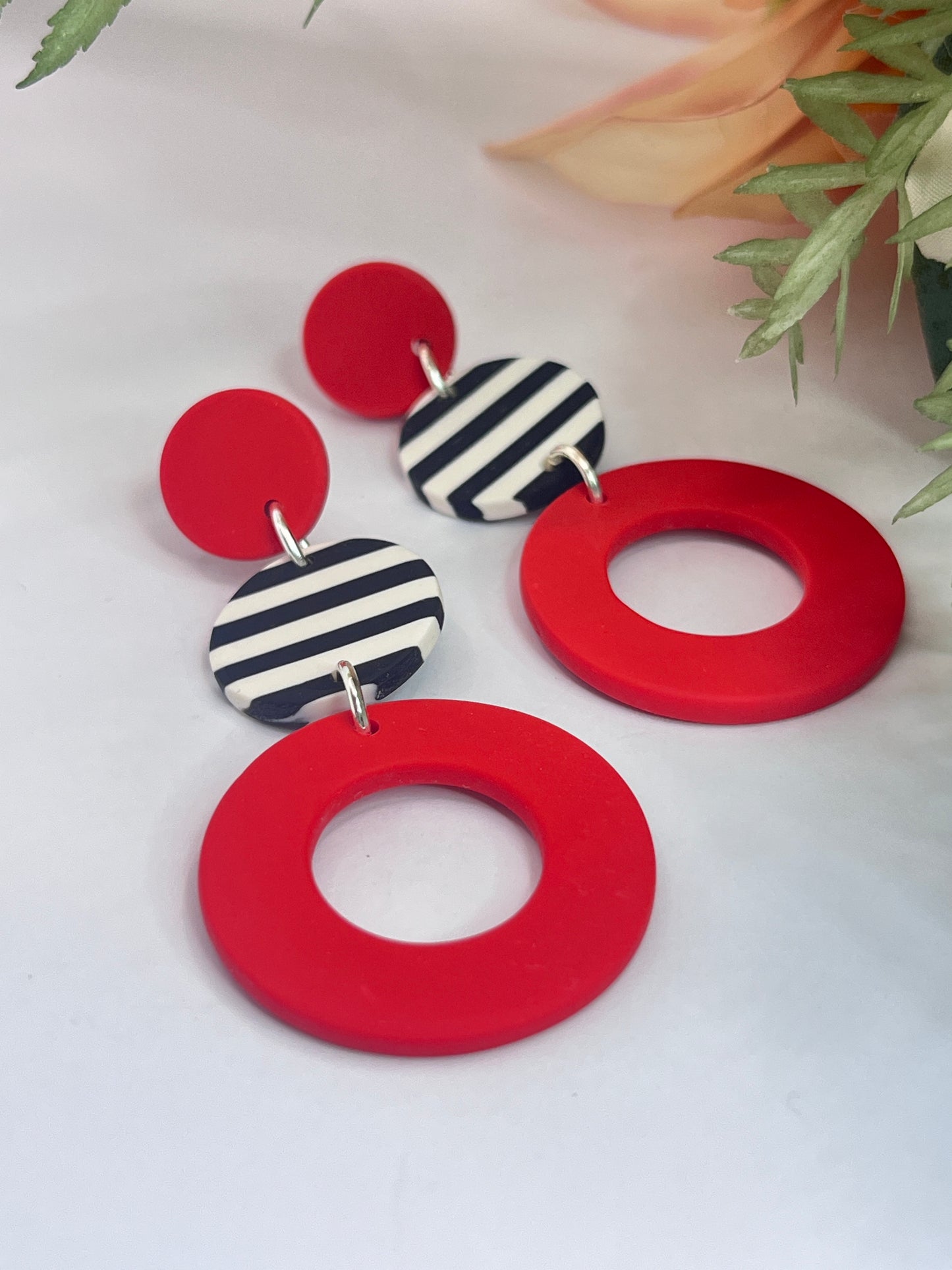 Polymer Clay Red Hoops