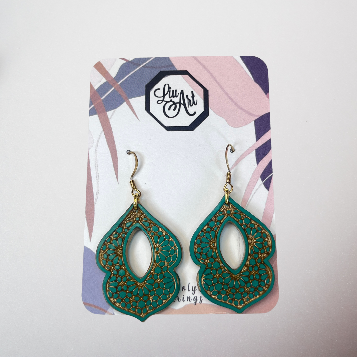 Polymer Clay Green Filigree Drops