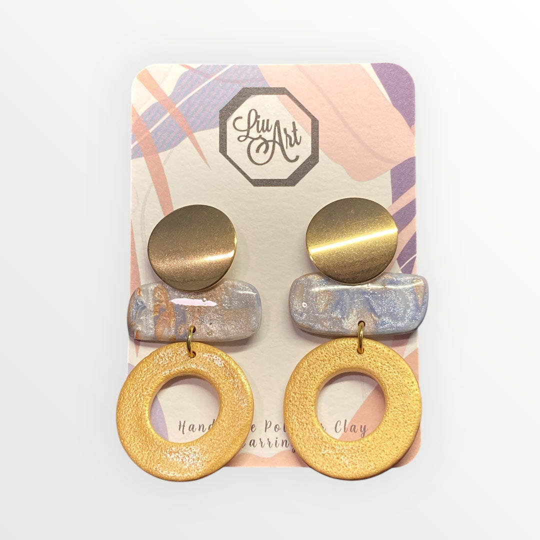 Golden Horizon Polymer Clay Earring - front view