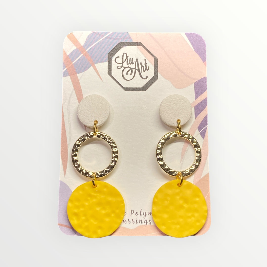 Yellow Playful Polymer Clay Earring - front view