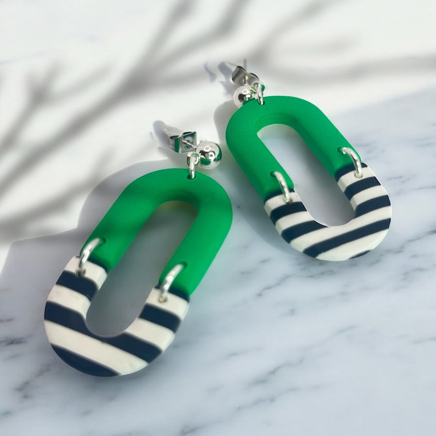 Polymer Clay Green Stripe Loop