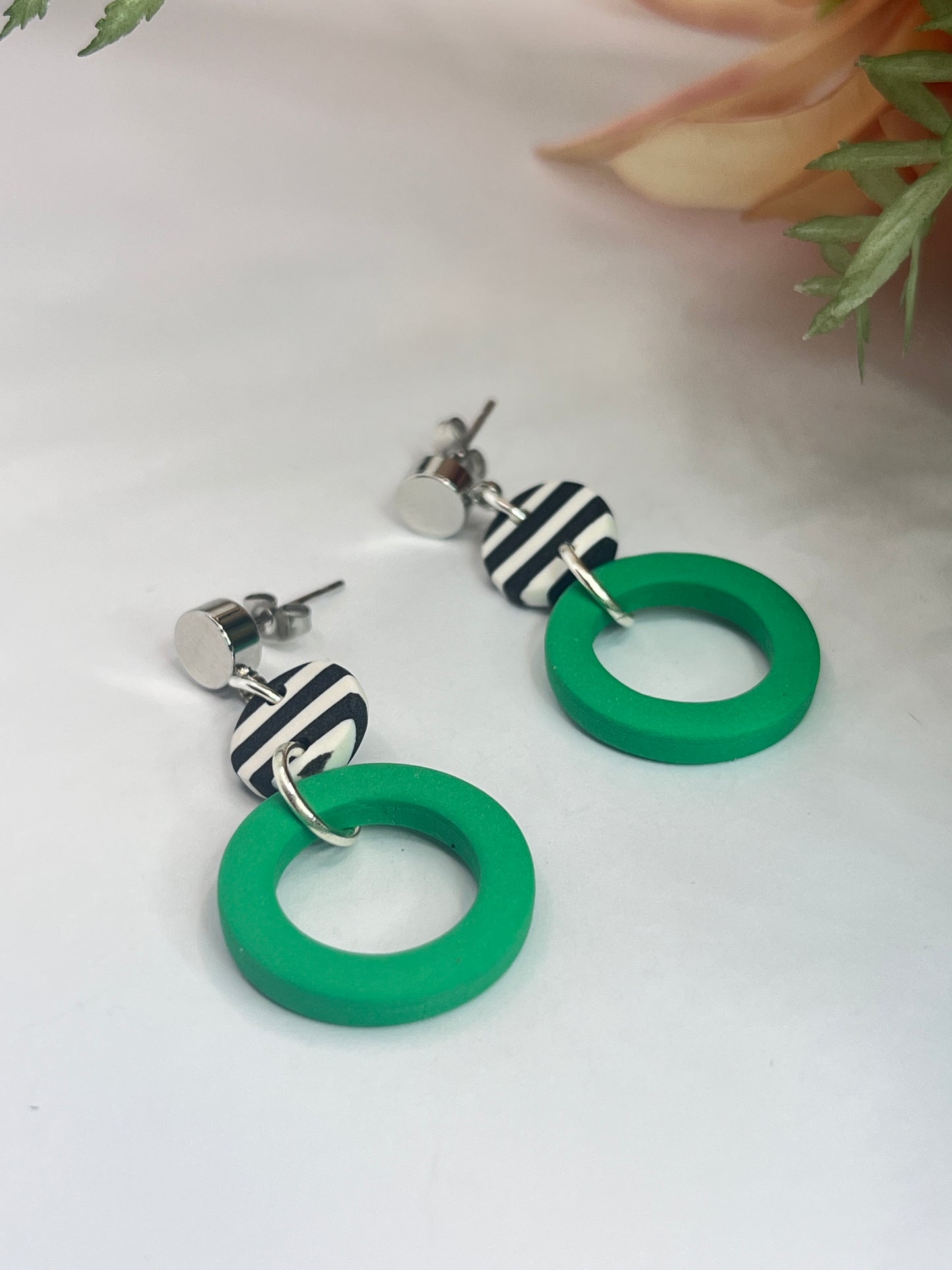 Polymer Clay Stripe Green Ring