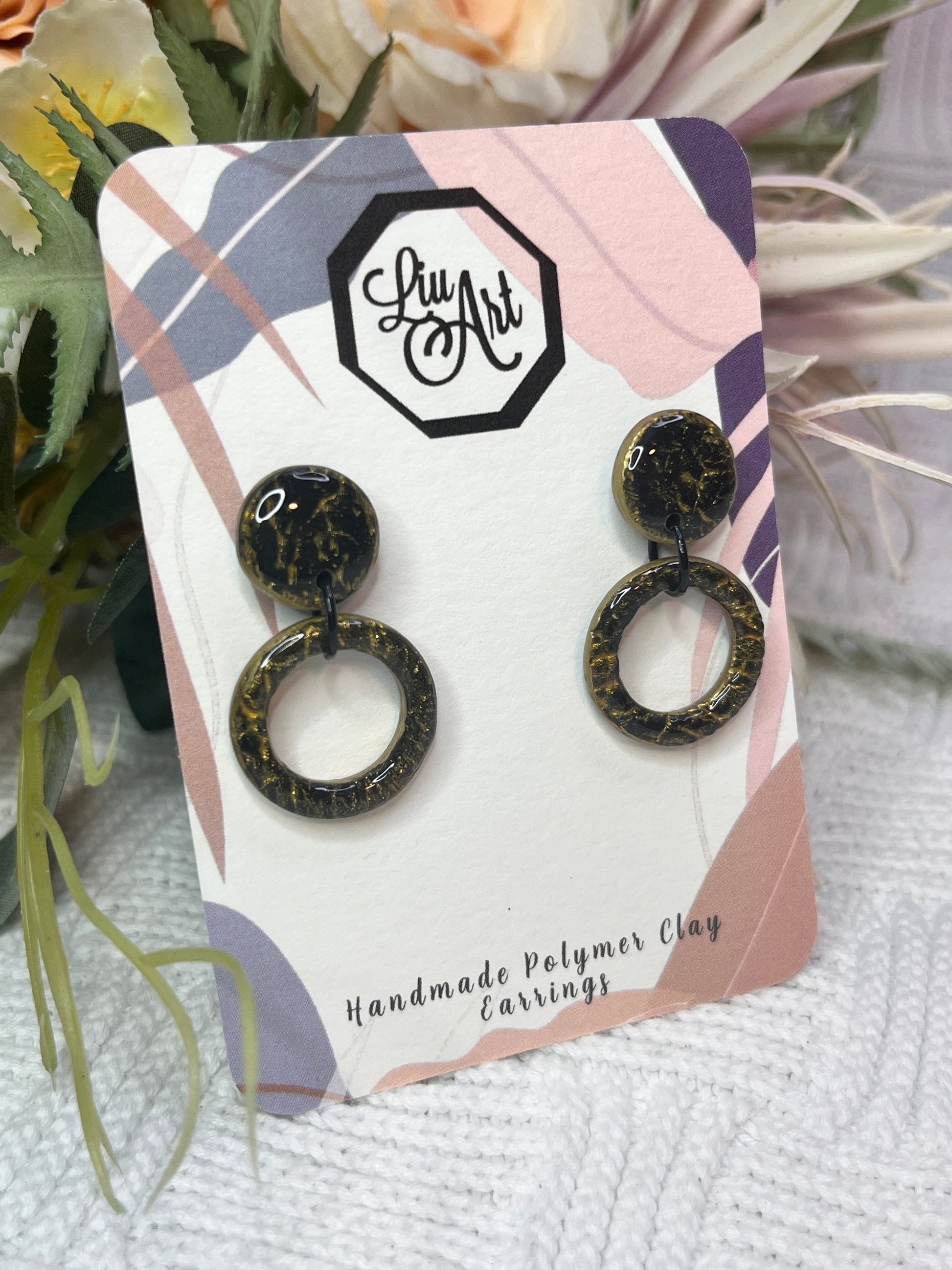 dangling-hoop-polymer-clay-earrings-ebony-eclipse-perspective-view