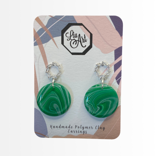 dangling-stud-polymer-clay-earrings-green-front-view