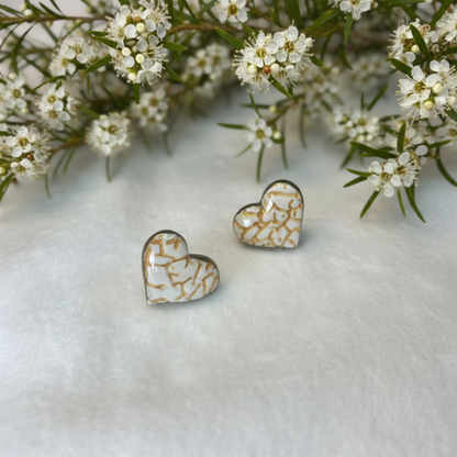 Polymer Clay Golden Crackle Heart