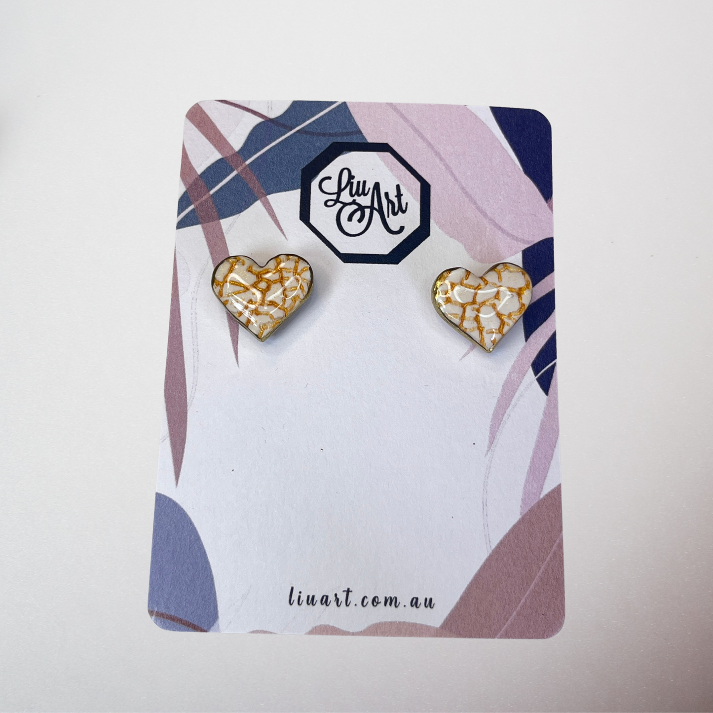 Polymer Clay Golden Crackle Heart