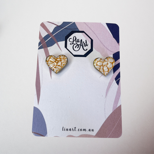Polymer Clay Golden Crackle Heart