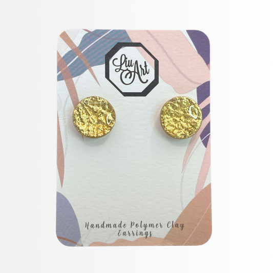 stud-polymer-clay-earrings-golden-gleam-front-view