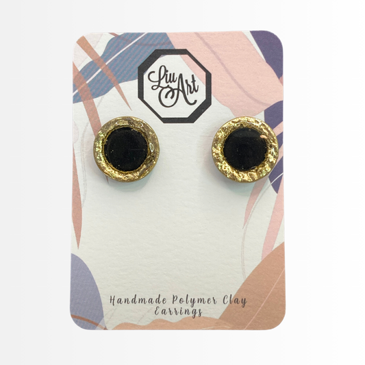 stud-polymer-clay-earrings-golden-rim-front-view