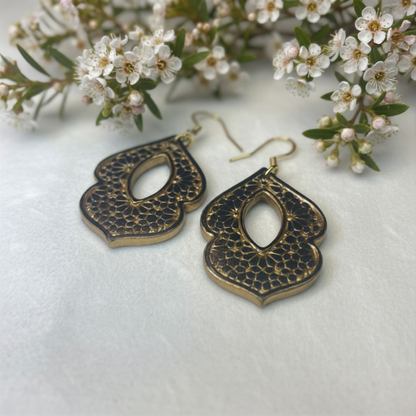 Polymer Clay Black Filigree Drops