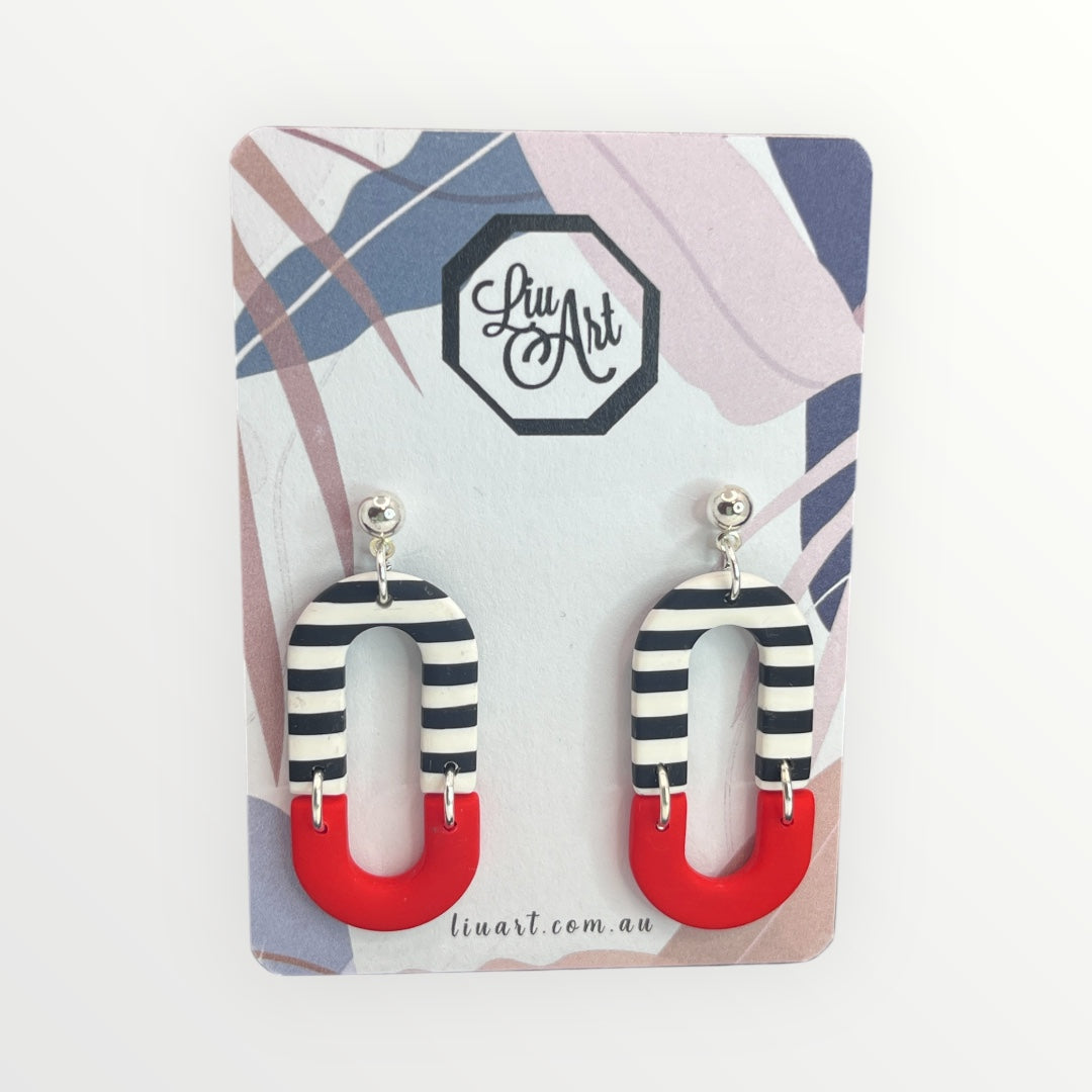 Polymer Clay Red Striped Links