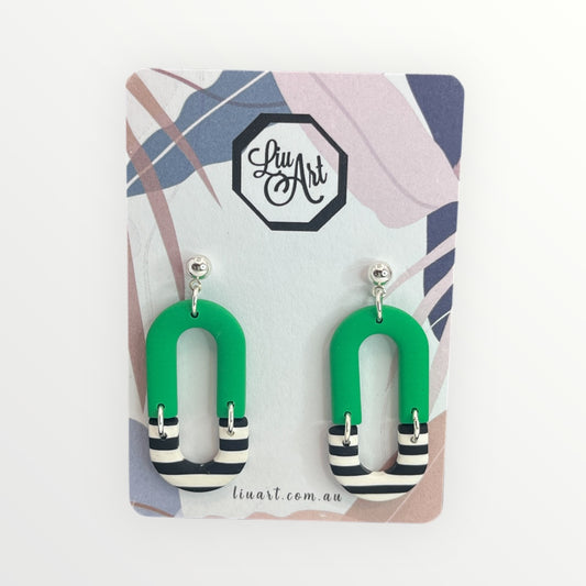 Polymer Clay Green Stripe Loop