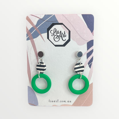 Polymer Clay Stripe Green Ring