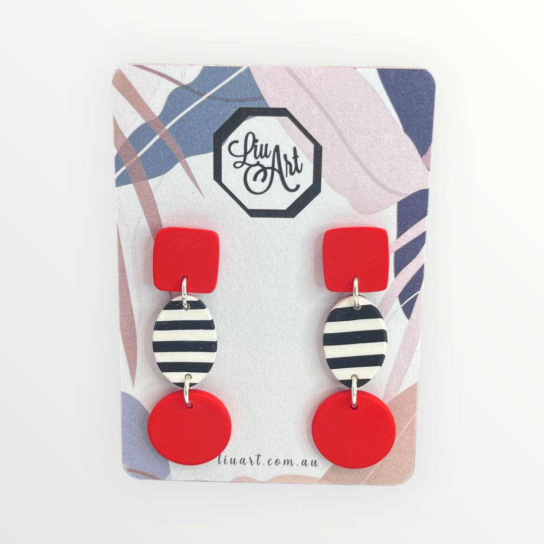 Polymer Clay Red Stripes