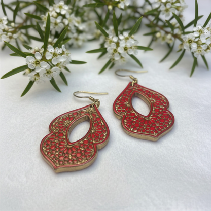 Polymer Clay Red Filigree Drops