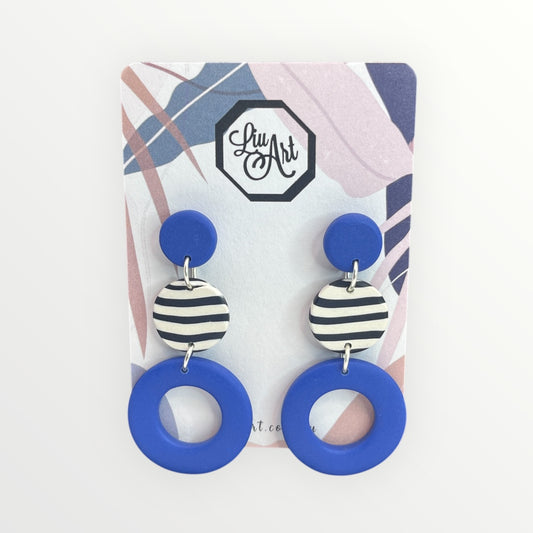 Polymer Clay Blue Hoops