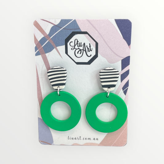 Polymer Clay Green Rings with Stripes