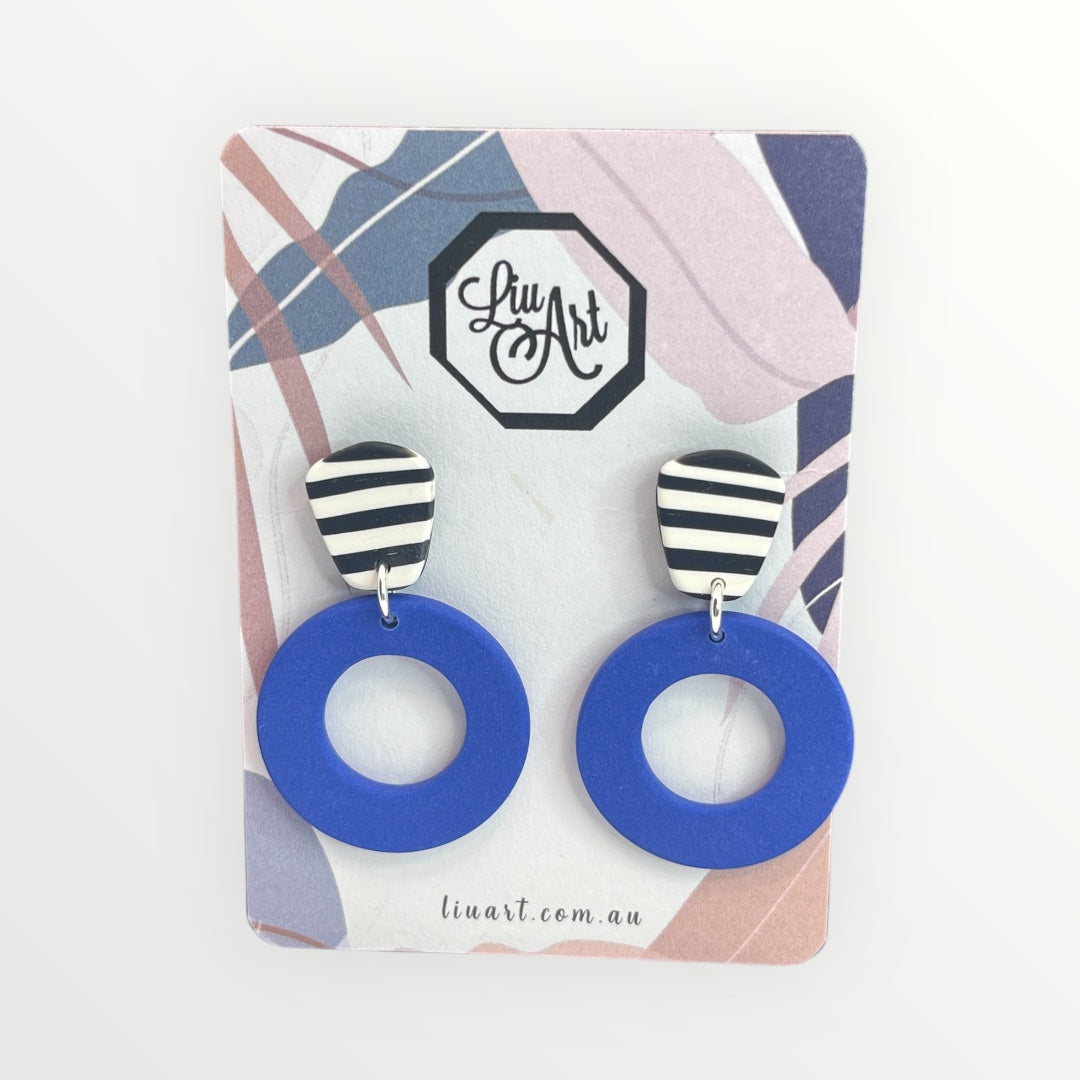 Polymer Clay Blue Rings With Stripes