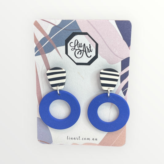Polymer Clay Blue Rings With Stripes