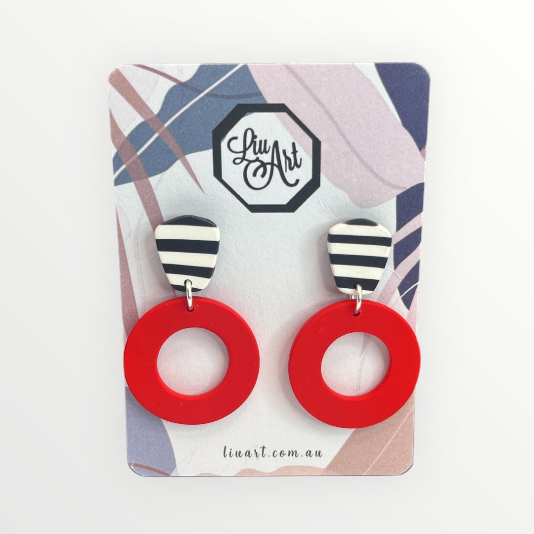 Polymer Clay Red Rings With Stripes