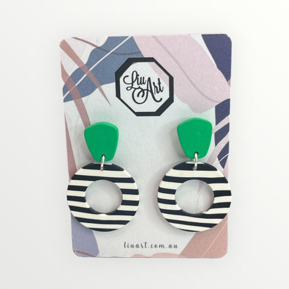 Polymer Clay Green With Stripes Rings