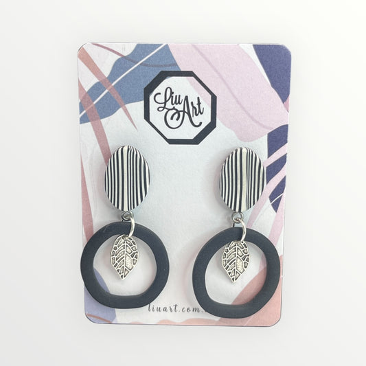 Polymer Clay Black Striped Leaf